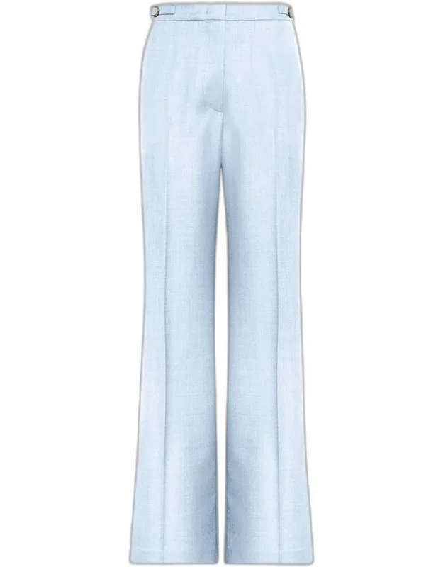 High-waist Wool-silk Straight-leg Pants