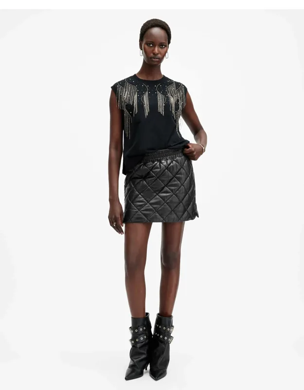Quilted Leather Mini Skirt