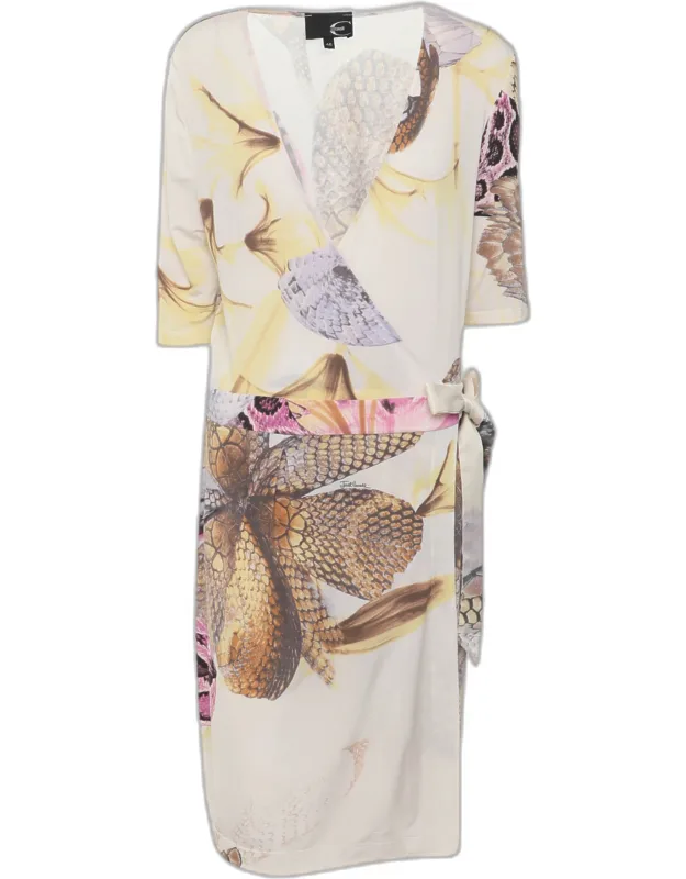 Multicolor Jersey Belted Wrap Mini Dress