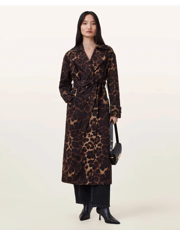 Leopard Print Trench Coat
