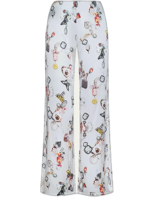 Printed Satin Wide-leg Pants