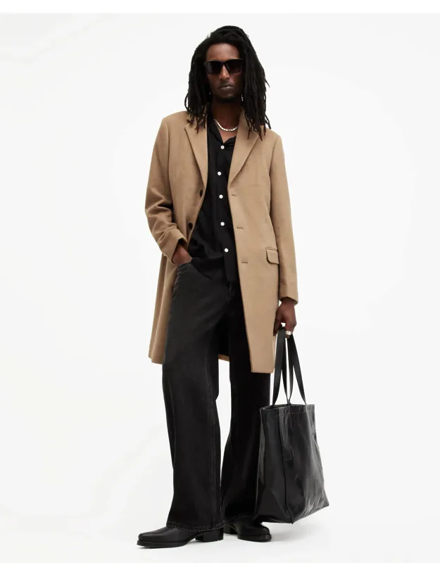 Single Breasted Wool Blend Coat