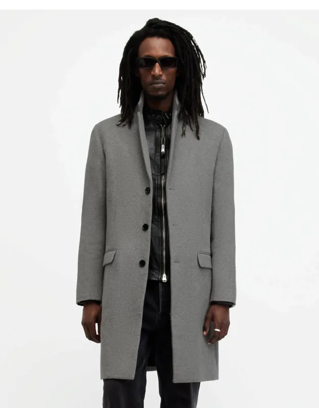 Single Breasted Wool Blend Coat