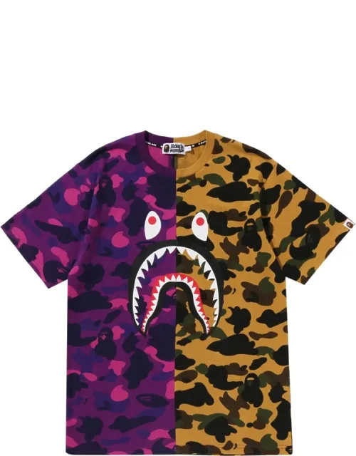 Split Camo Shark Cotton T-shirt