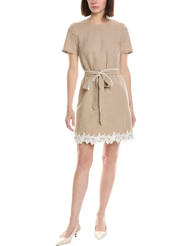 A-line Linen-blend Mini Dress