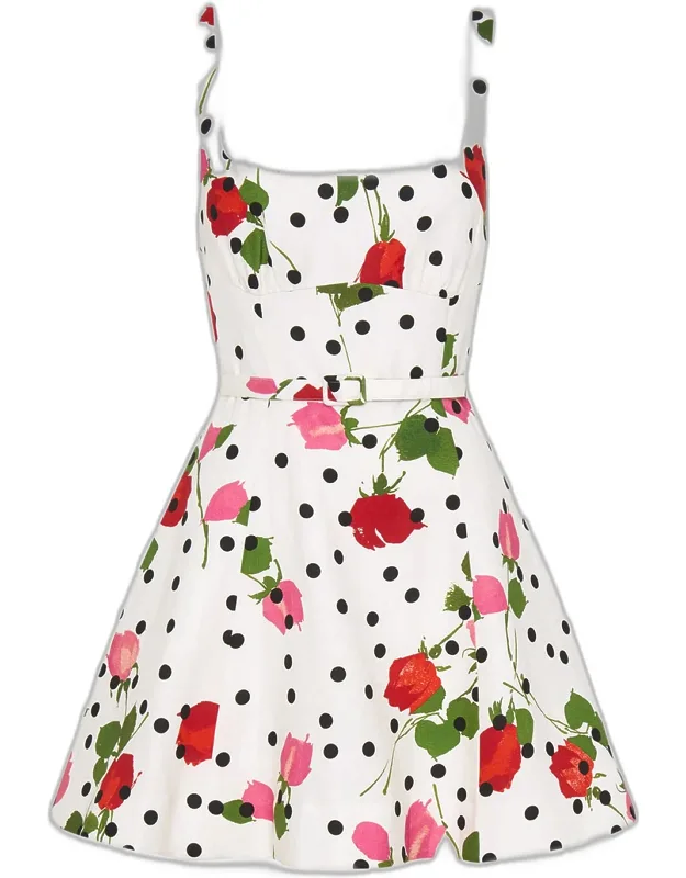 Belted Floral-print Mini Dress