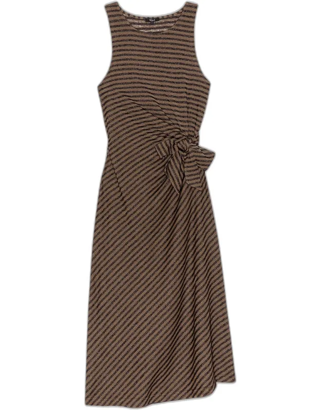 Stripe Side-tie Midi Dress