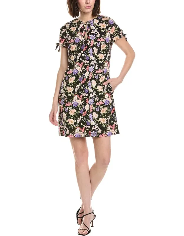 Bow Detail Keyhole Linen-blend Mini Dress