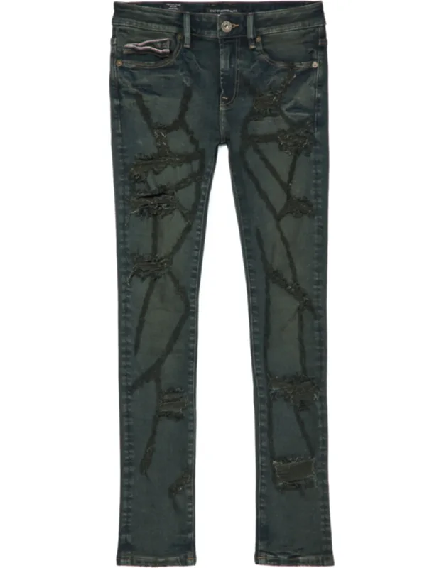 Punk Super Skinny 601 Jeans - Vintage Washed With Heavy Rip And Repair