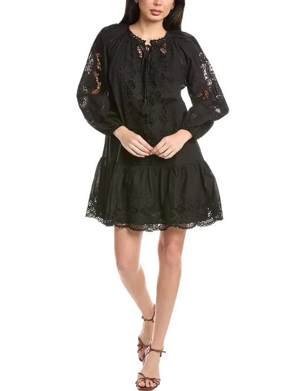 Eyelet Trimmed Mini Dress