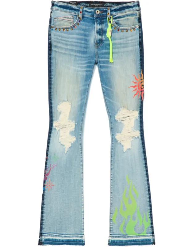 Lenny Bootcut 603 Jeans - Vintage Washed With Rip And Repair Detailing