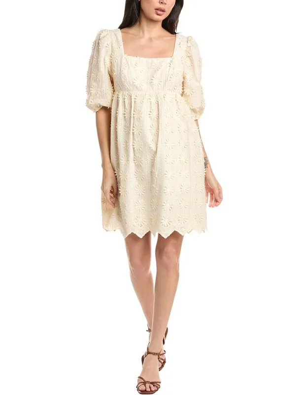 Aubrey Square Neck 3d Lace Dress