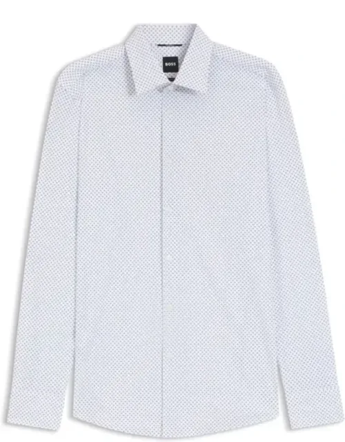 Slim-fit Shirt In Printed Performance Stretch Fabric With Freedom Of Movement And Contemporary All-over Print