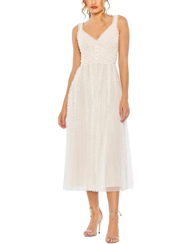 Sleeveless V Neck Ruffle Tiered Midi Dress