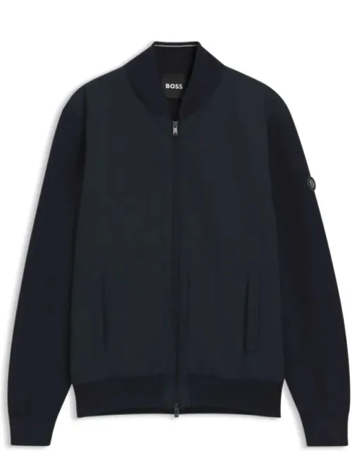 Cotton-knit Hybrid Jacket With Bomber Collar