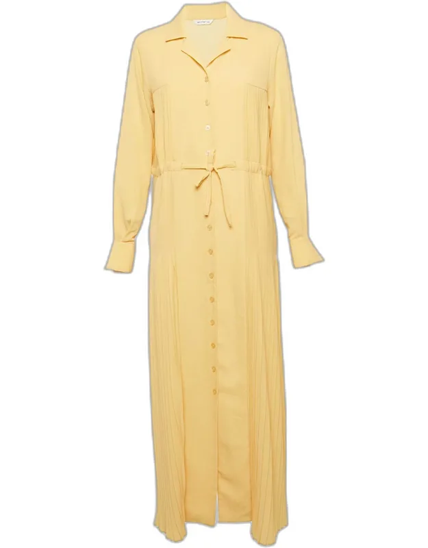 Tyranusaurus Crepe Pleated Button Front Maxi Dress
