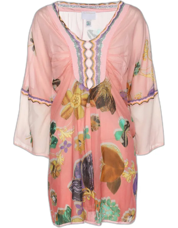 Multicolor Floral Print Chiffon Tunic Blouse