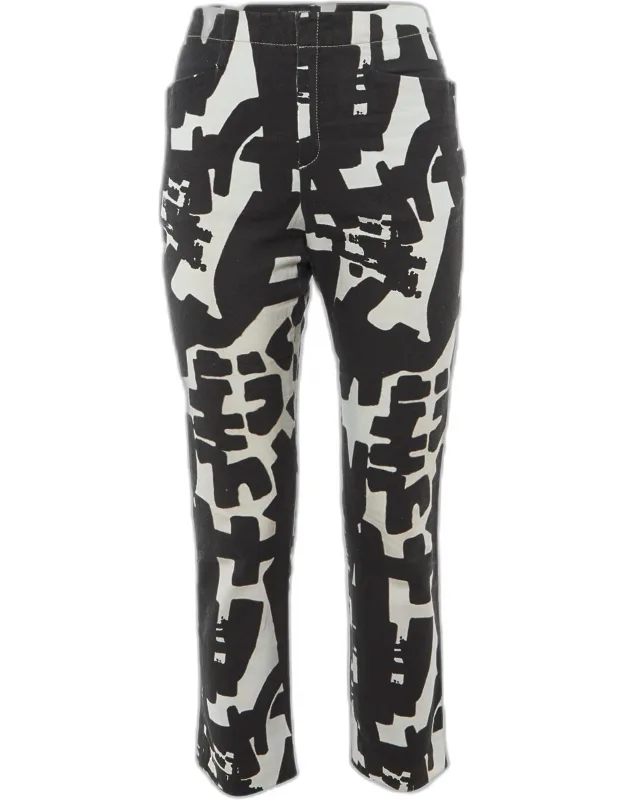 Monochrome Printed Cotton Regular Fit Jeans