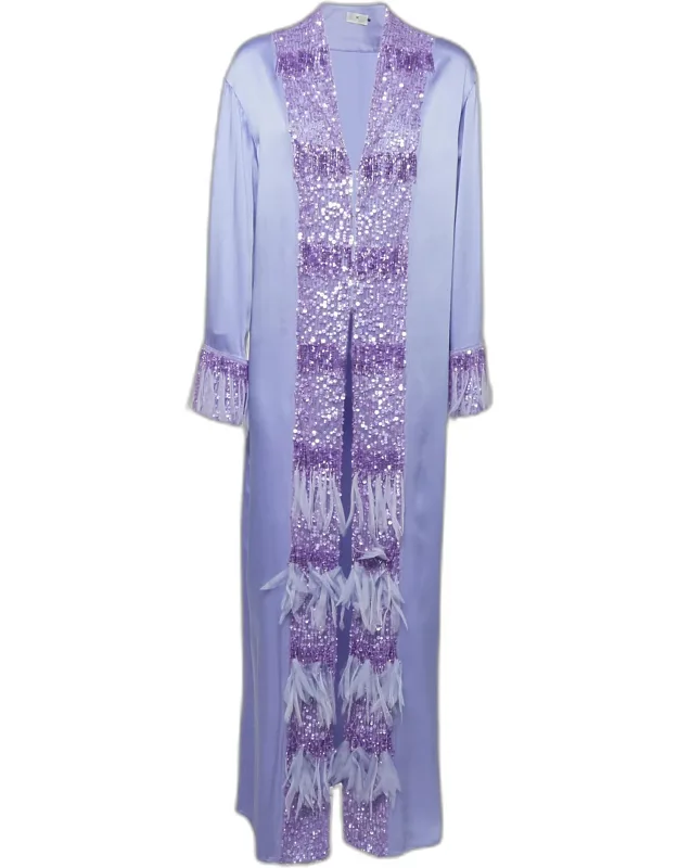 Embellished Satin Kaftan Dress