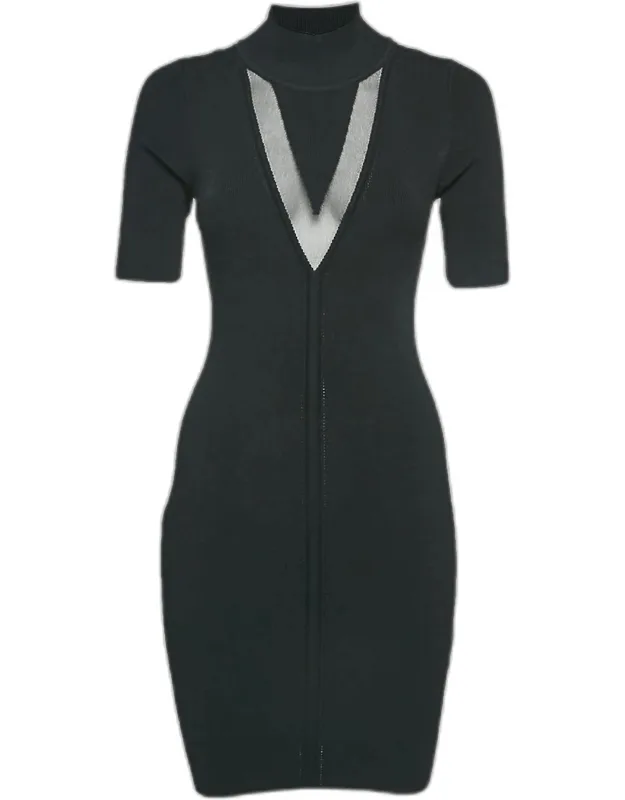 Rib Knit High Neck Bodycon Mini Dress