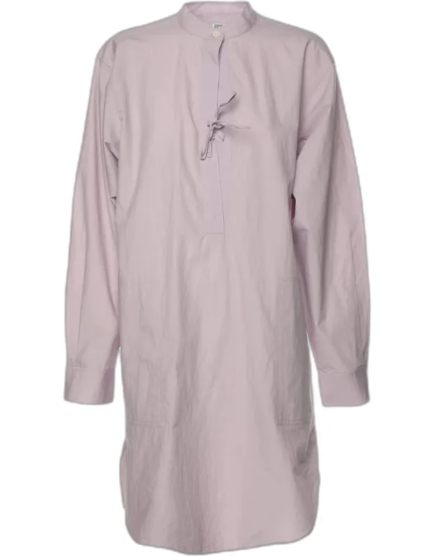 Cotton High Neck Poplin Tunic Mini Dress
