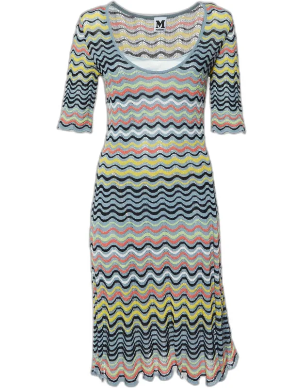 Wave Patterned Lurex Knit Dress