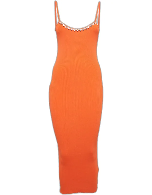 Rib Knit Crystal Embellished Midi Dress