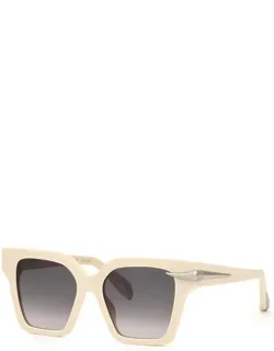Sunglasses Square Full Rim, Cream Beige Frame And Grey Gradient Lens Src002s09x7