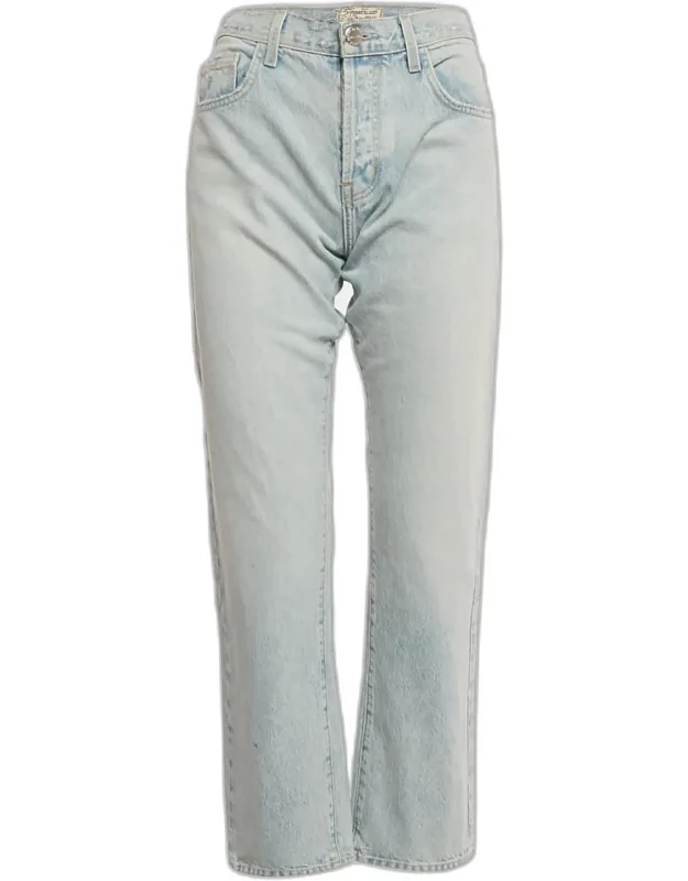 Light Blue Denim Straight Fit Alta Destroy Jeans