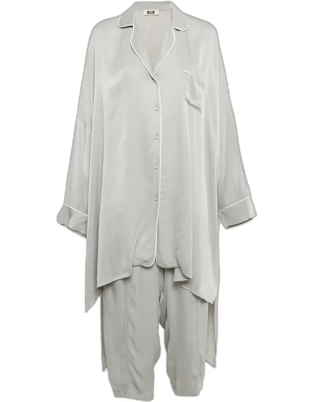 Crepe Shirt Dress And Pants Set
