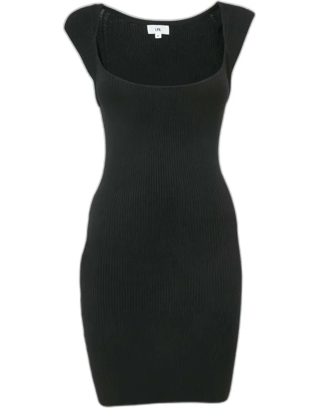 Rib Knit Cap Sleeve Short Dress