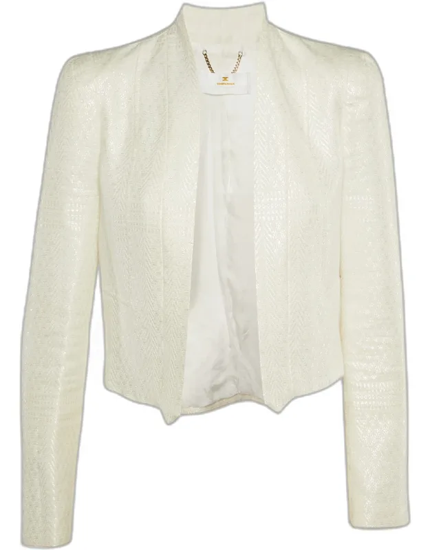 Textured Patterned Cotton Open Blazer