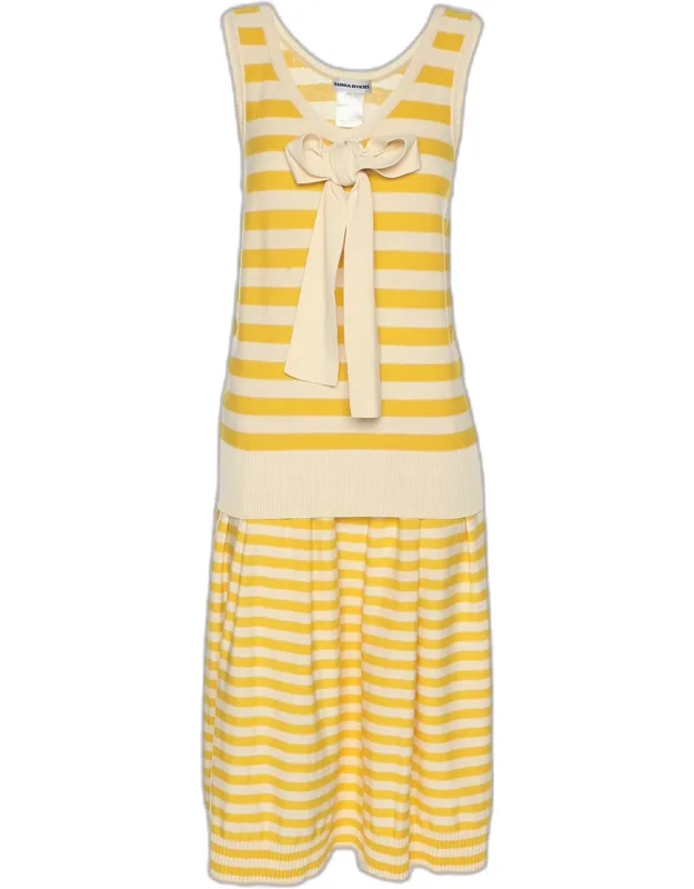 Striped Knit Top And Skirt Set