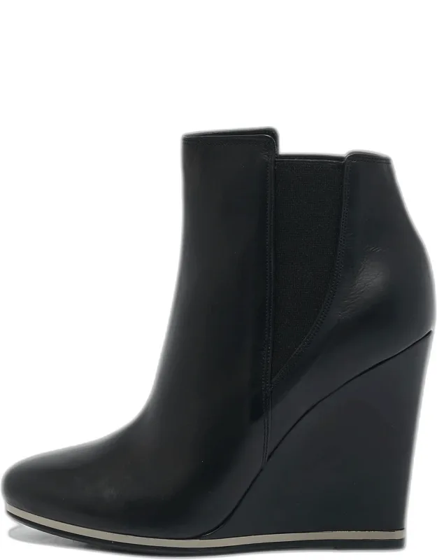 Leather Wedge Ankle Boots