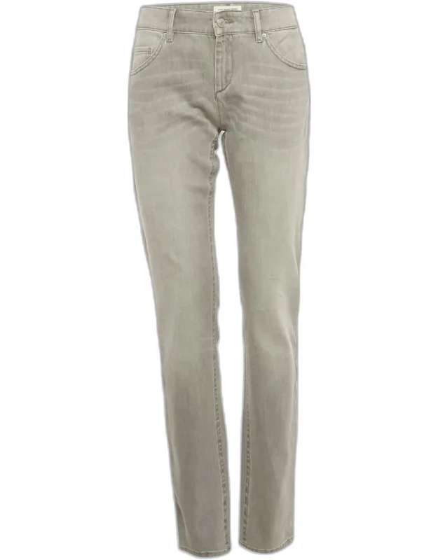Washed Denim Embroidered Trim Jeans