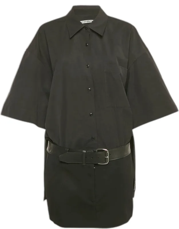 Belted Hybrid Mini Shirt Dress