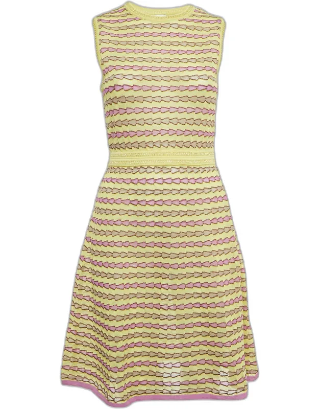 Multicolor Patterned Lurex Knit Dress With Shimmering Threads