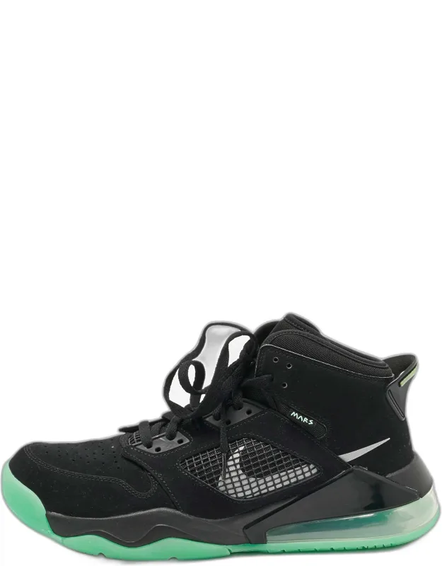 Air Jordans Nubuck Leather Mars 270 High Top Sneakers With Visible Air Cushioning And Green Glow Accents
