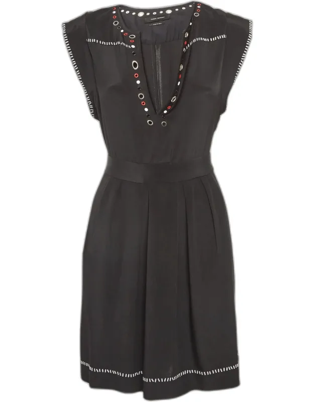 Embellished Silk Tie-up Waist Dress