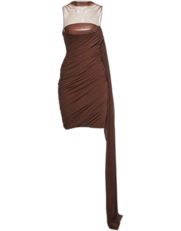 Jersey And Tulle Metallic Cup Mini Dress