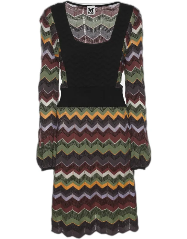 Multicolor Zig Zag Knit Mini Dress