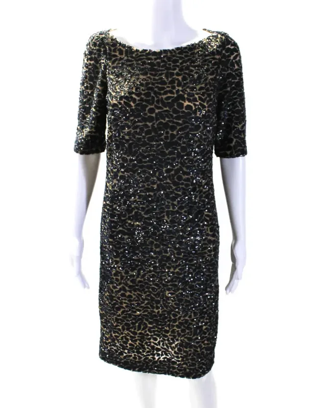Short Sleeve Mesh Sequin Dress