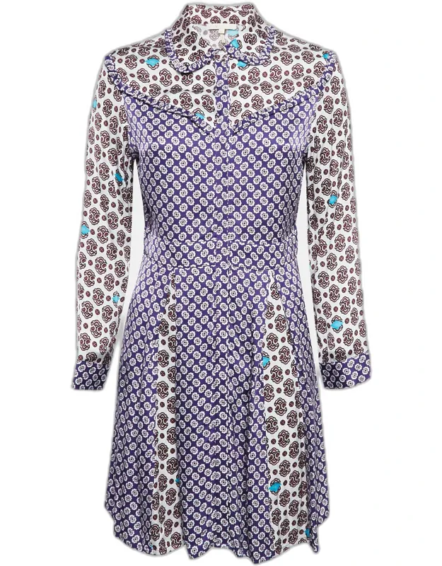 Printed Crepe Button Front Mini Dress