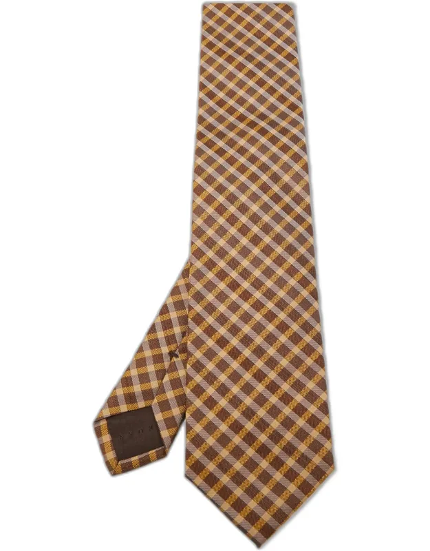 Check Patterned Silk Tie