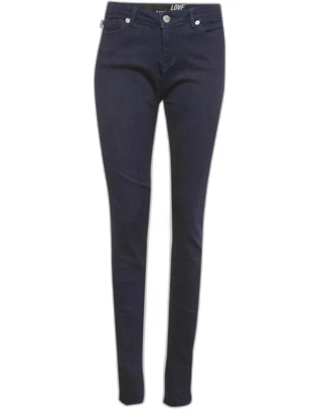 Dark Blue Print Denim Stretch Skinny Fit Jeans