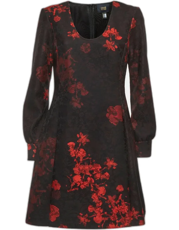 Printed Lace Scoop Neck Mini Dress