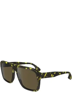 Sunglasses Square Full Rim, Black Yellow Havana Frame And Brown Lens Vb671s012