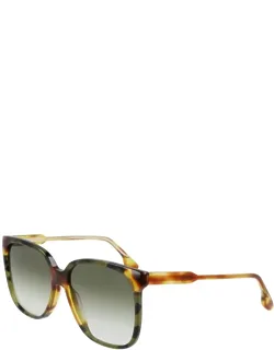 Sunglasses Square Full Rim, Blonde Havana/green Havana Frame And Green Gradient Lens Vb610scb225