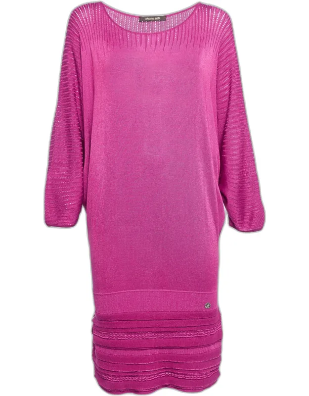 Pointelle Knit Dolman Sleeve Mini Dress