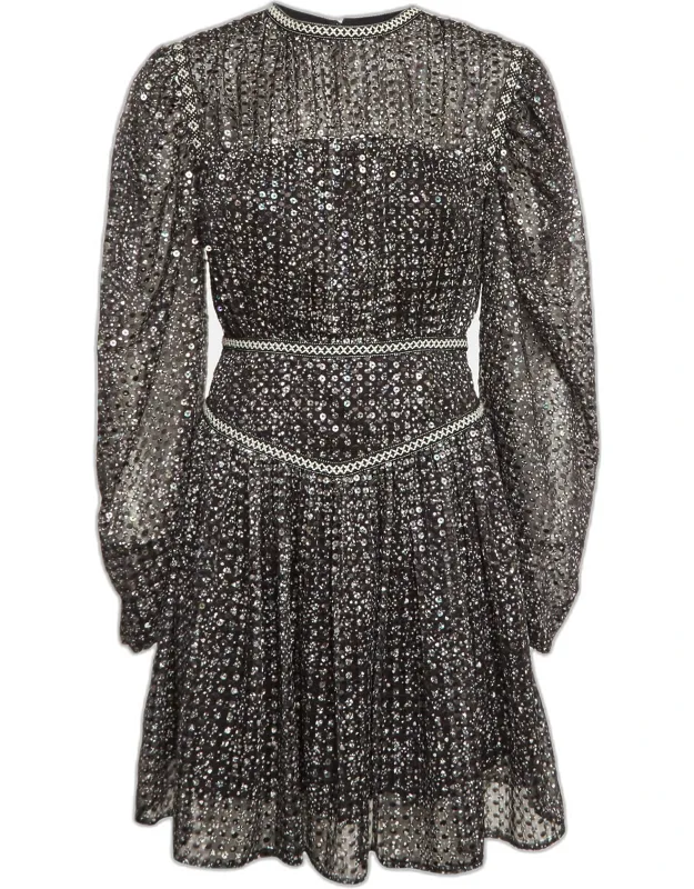 Sequin Crepe Pleated Mini Dress